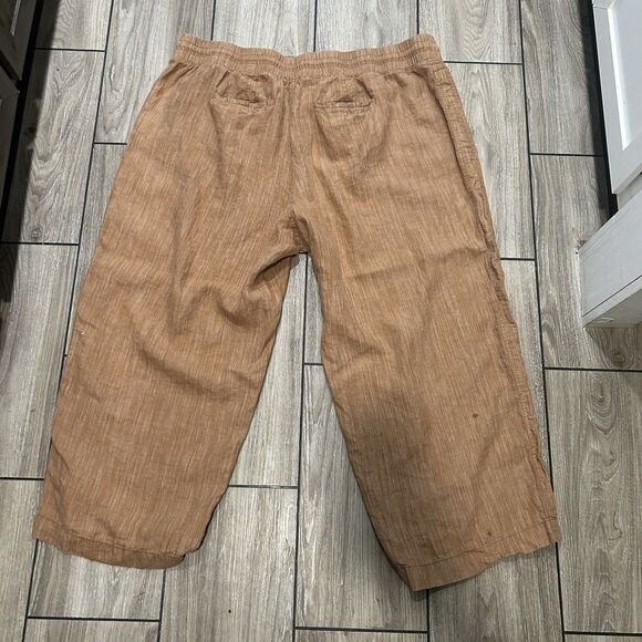 Athleta Womens Pants 26 Linen Textured Wide Leg Brown Pockets Beach Coastal - Picture 7 of 14